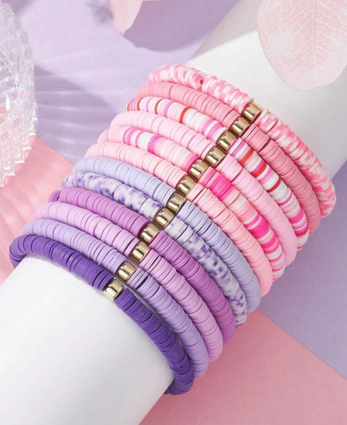 Clay Bracelet Set - Pink 12pcs