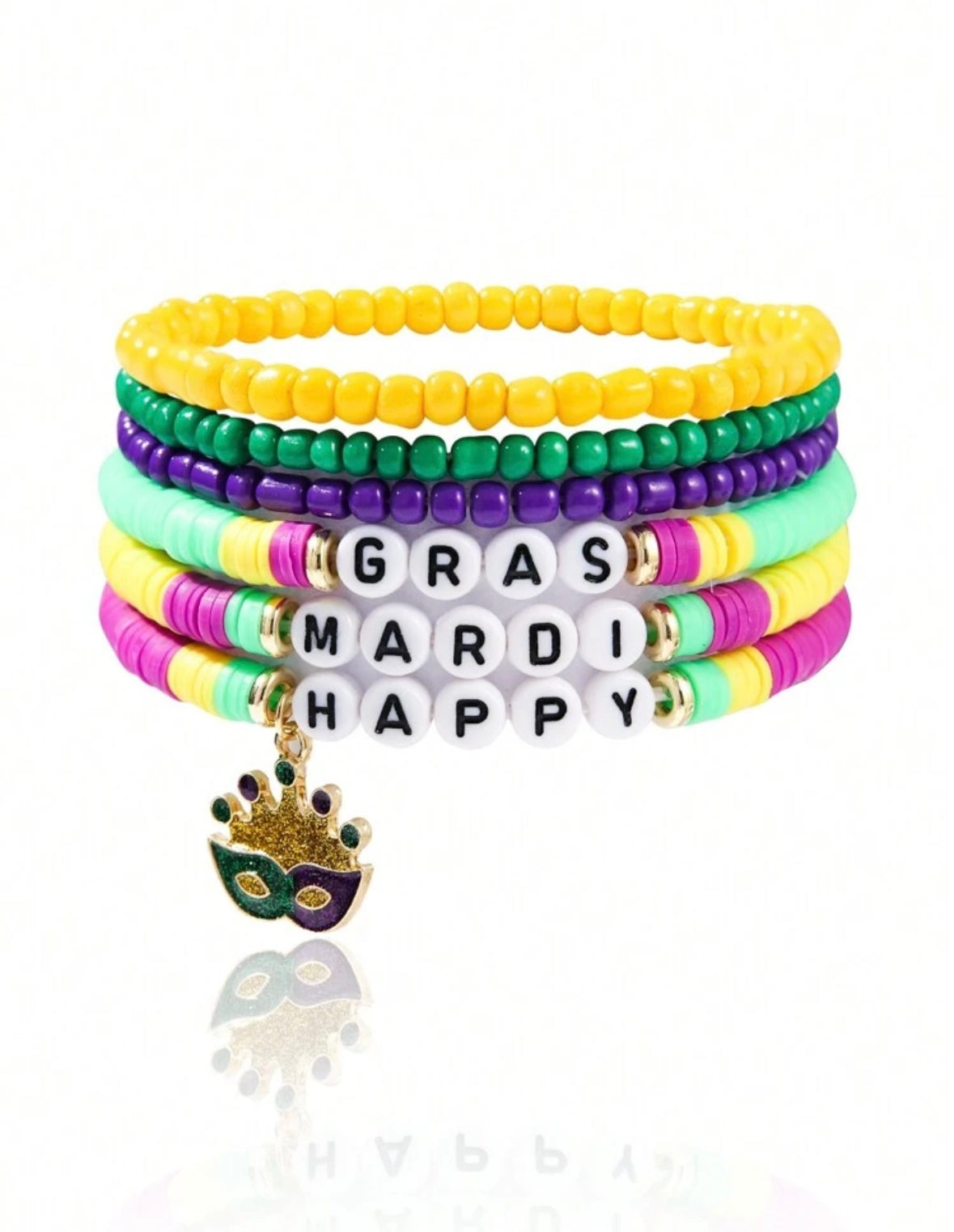 Happy Mardi Gras Bracelet Set