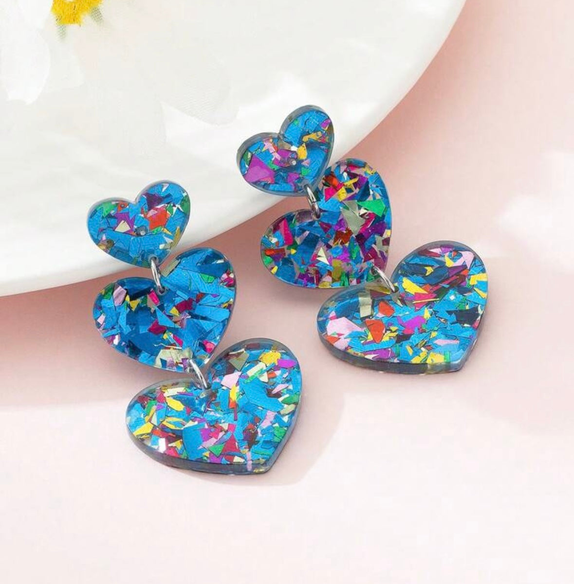 Blue Heart Earrings