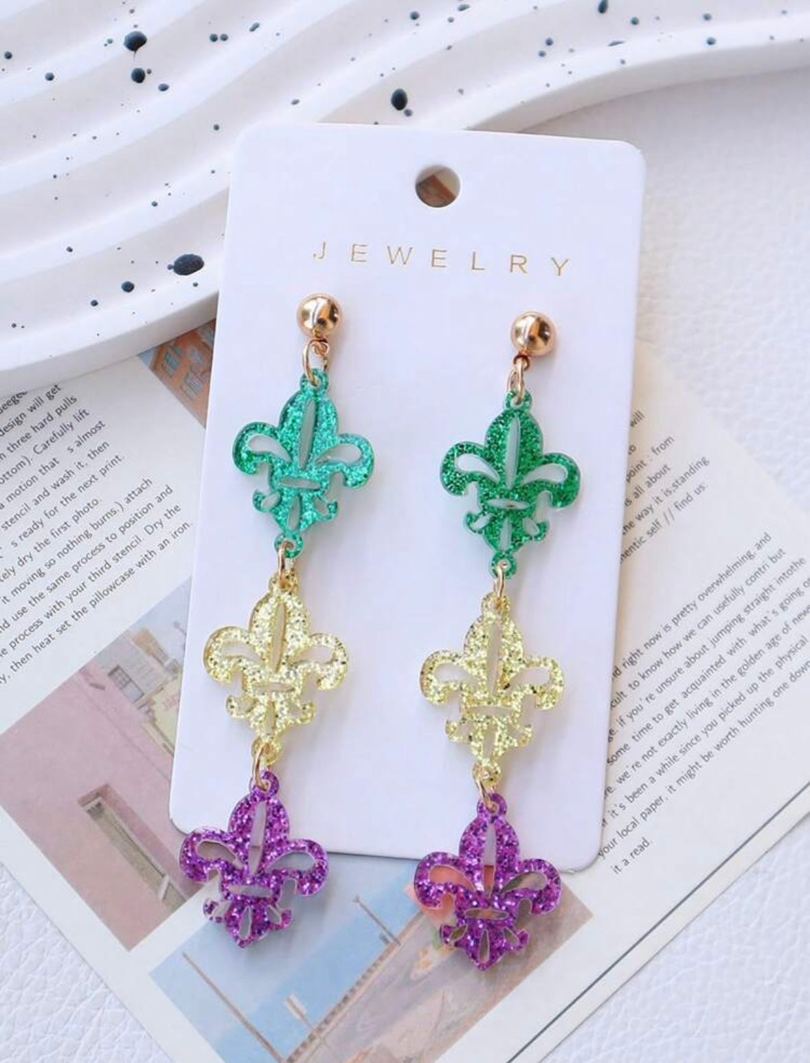 Mardi Gras Bling Earrings