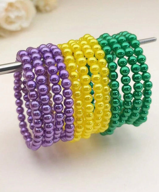 Purple,Green and Gold bracelet set of 3