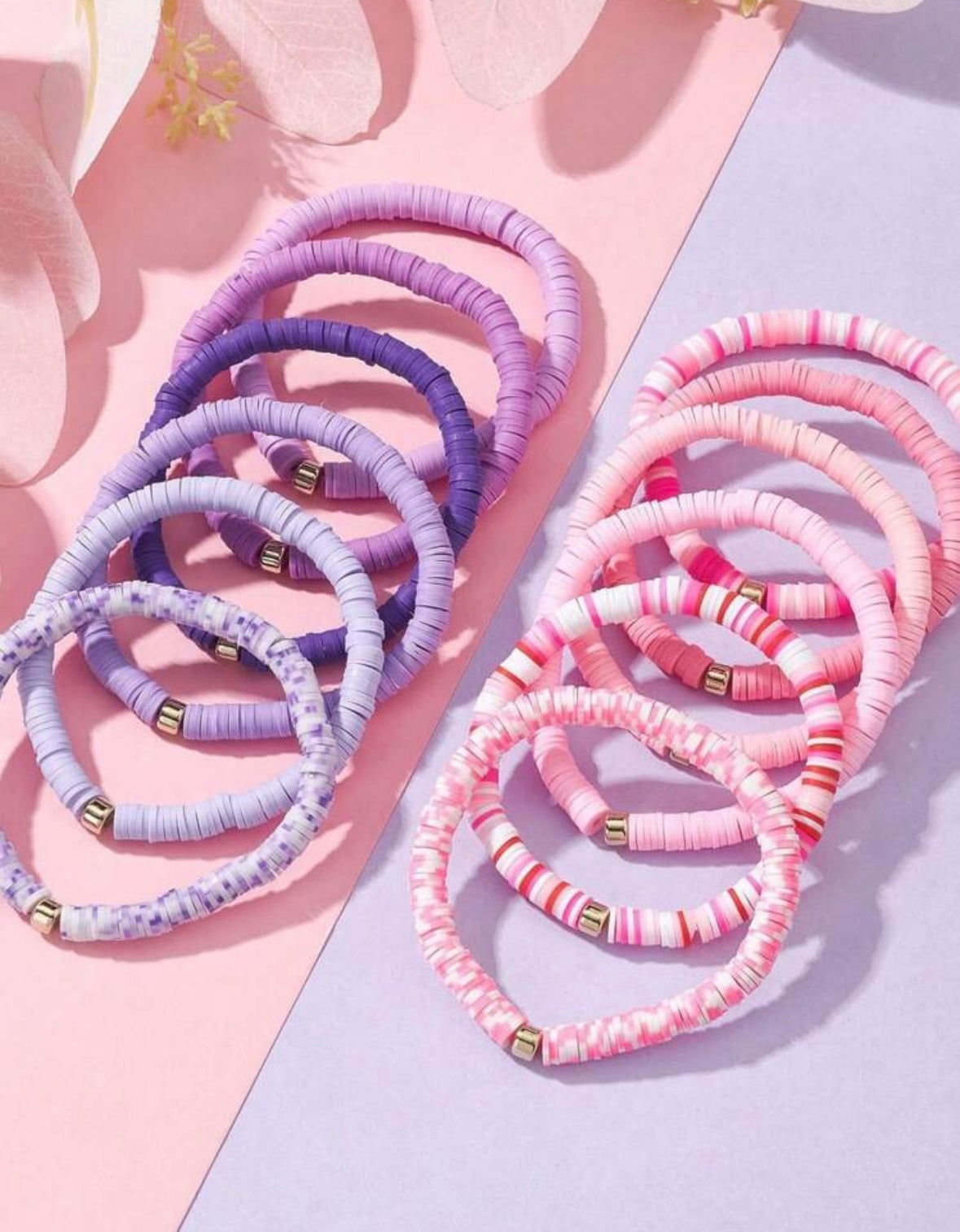 Clay Bracelet Set - Pink 12pcs