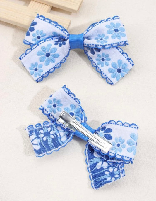 Blue Floral Pattern bow